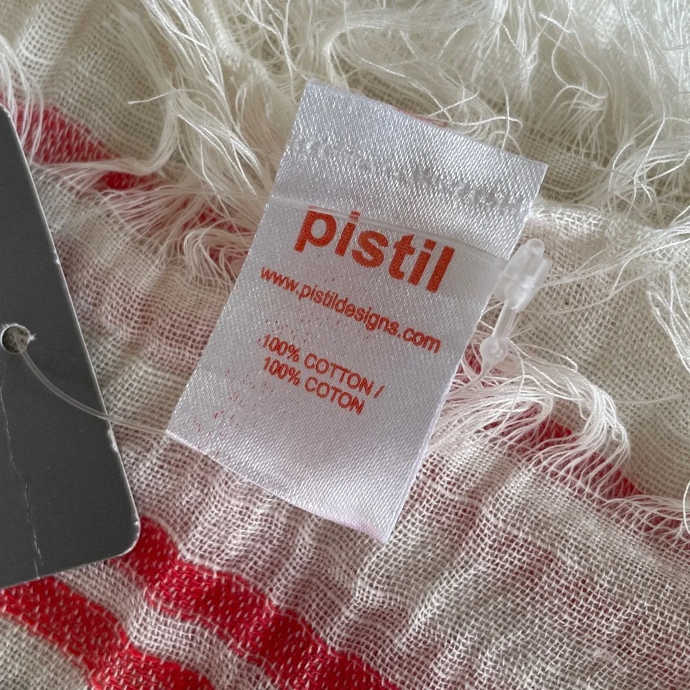 Pistil Malia Scarf Poppy Lightweight Cotton Stripe Fringe Wrap